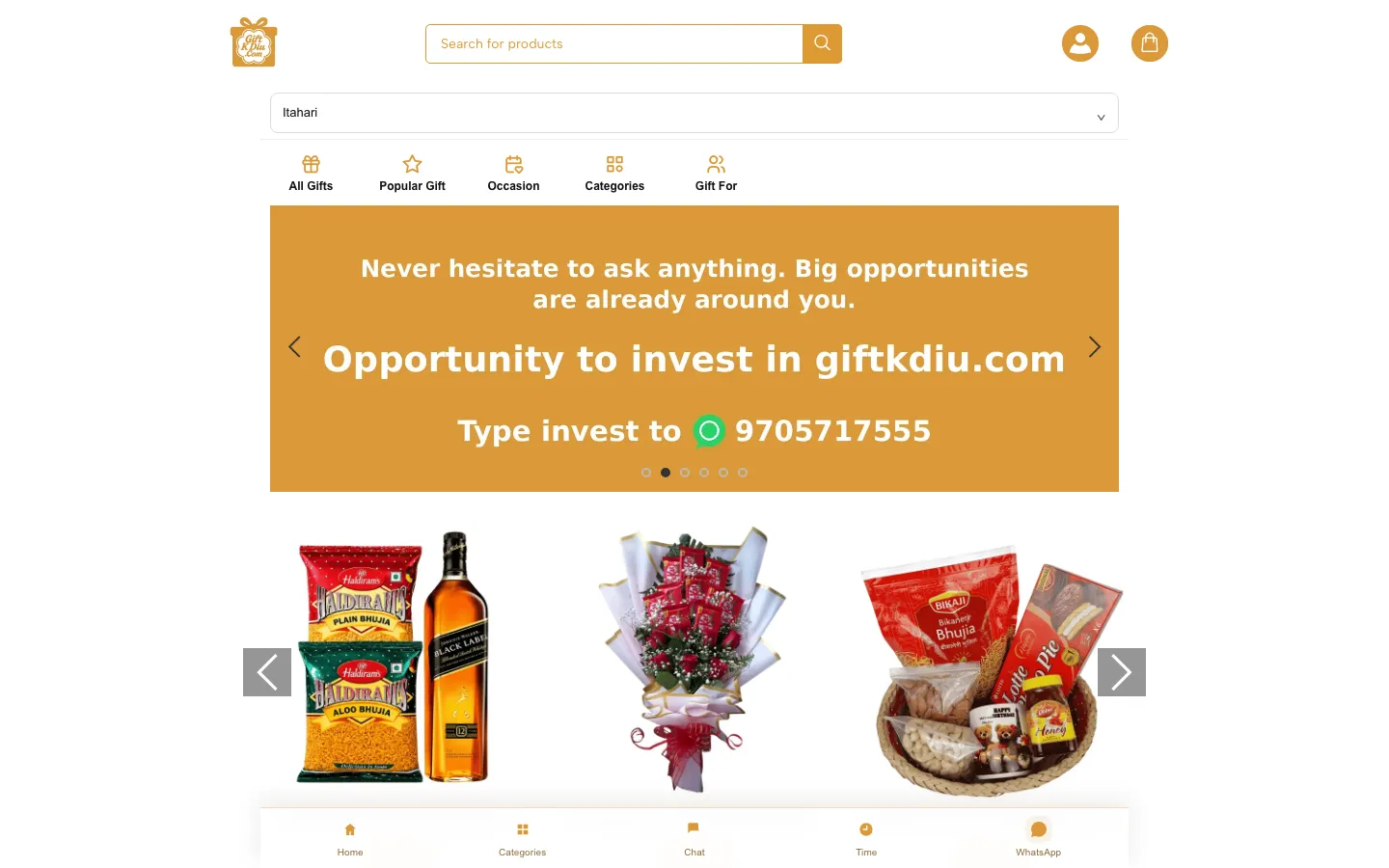 Giftkdiu storefront with cakes, flowers and combo gifts for delivery in Nepal